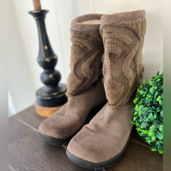 Kalso Earth Shoe Leather Faux Fur Pull On Boots Size 7B Color is Smoke HLF12 - Picture 2 of 15